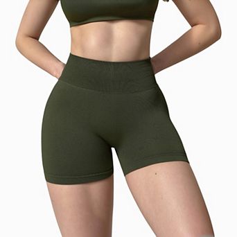 Women's High Waist Compression Biker Shorts with Sculpting Seam Detail and Stretch Fit Fabric