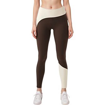 Women's High Waist Color Block Leggings with Contrast Panel Design