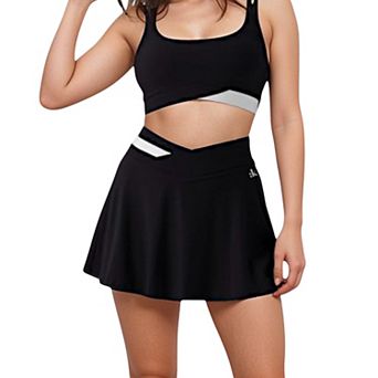 Women's Athletic Skort with Contrast Waistband and Flowing A-Line Design