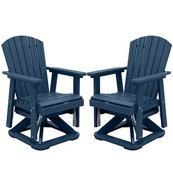 Set of 2 HDPE Adirondack Swivel Gliders Set, Outdoor Patio Chair Set