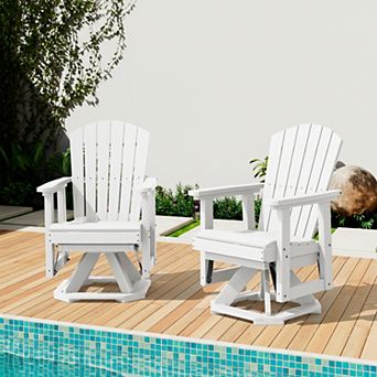 Set of 2 HDPE Adirondack Swivel Gliders Set, Outdoor Patio Chair Set
