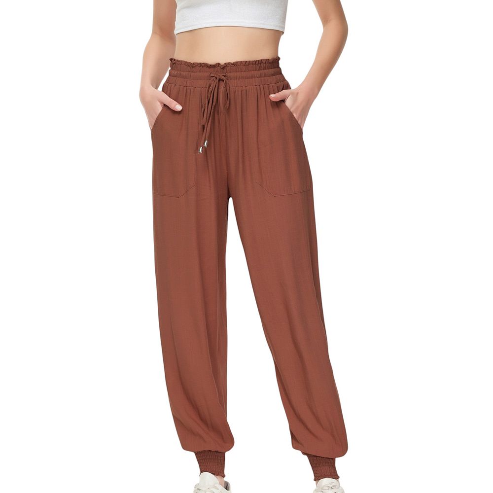 WSLY Womens Gray Ribbed Drawstring Waist Jogger Heather Active Wear Pants main image 1
