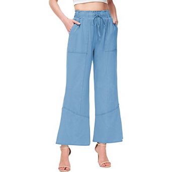 Women's High Waist Drawstring Wide Leg Long Pants Casual Loose Soft Pants with Pockets