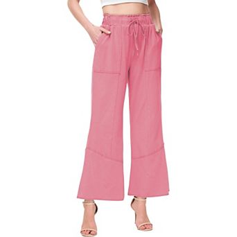 Women's High Waist Drawstring Wide Leg Long Pants Casual Loose Soft Pants with Pockets
