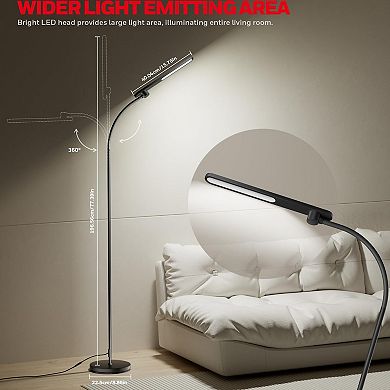 HoneyWell Gooseneck LED Floor Lamp Bright Stepless Dimmable Tall Standing Lamp