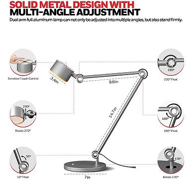 HoneywellL LED Desk Lamp 4000K Dimmable Lamp Eye Caring Natural Light Architect Lamp