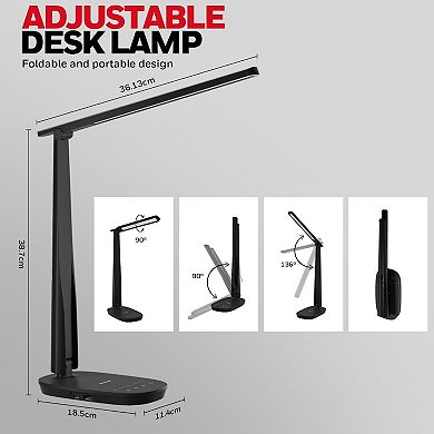 Honeywell LED Desk Lamp Dimmable Desk Light with USB Foldable Table Lamp with 4 Color Modes