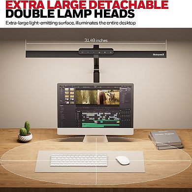 Honeywell LED Desk Lamp with Clamp Eye-Caring Clip on Lights with Timer Function 1200LM