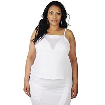 Plus Size Curvy Women's French Terry Spaghetti Strap Tank Top