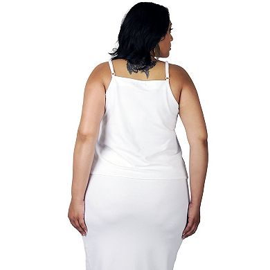 Plus Size Curvy Women's French Terry Spaghetti Strap Tank Top