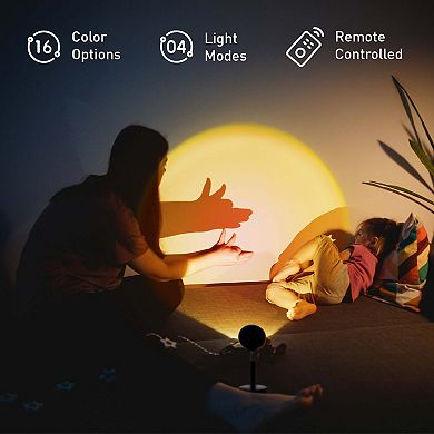 Sunset Projector Lamp, Essential Oil Aroma Diffuser & 6-Pack of Pure Aromatherapy Oils
