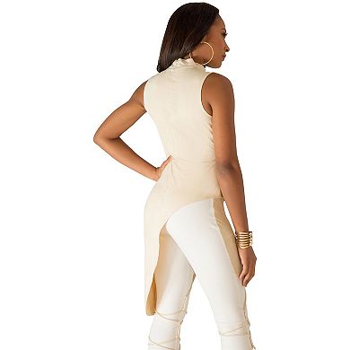 Curvy Women's Asymmetrical Sleeveless Mock Turtleneck Tunic