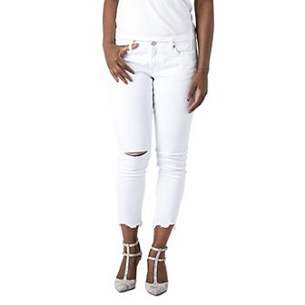 Women's Curvy Fit Denim Jagged Edge Destroyed Ankle Jeans