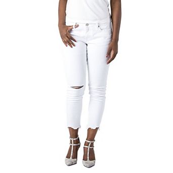 Women's Curvy Fit Denim Jagged Edge Destroyed Ankle Jeans