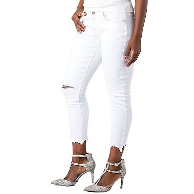 Women's Curvy Fit Denim Jagged Edge Destroyed Ankle Jeans
