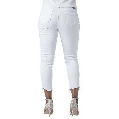 Women's Curvy Fit Denim Jagged Edge Destroyed Ankle Jeans