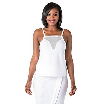 Curvy Women's Stretch French Terry Spaghetti Strap Tank Top