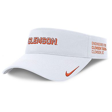 Men's Nike White Clemson Tigers 2025 On-Field Gameday Performance Ace Adjustable Visor
