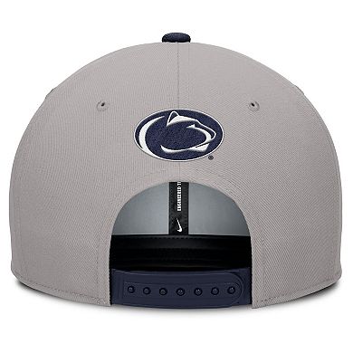 Men's Nike Gray/Navy Penn State Nittany Lions 2025 Sideline Campus Pro Local Snapback Hat