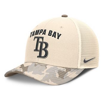 Men's Nike Natural Tampa Bay Rays Camo Natural Pack Rise Adjustable Trucker Hat