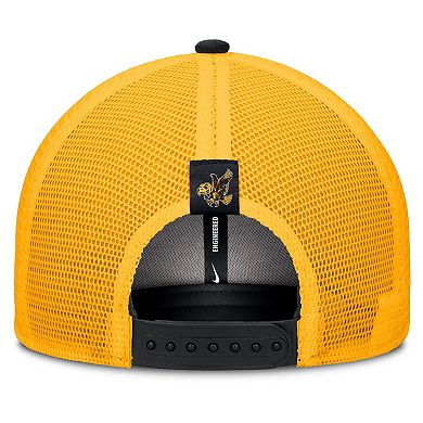 Men's Nike Black/Gold Iowa Hawkeyes Legacy Arch Rise Performance Trucker Adjustable Hat