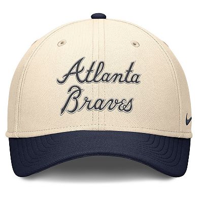 Men's Nike Natural/Navy Atlanta Braves Statement Rise Performance Flex Hat