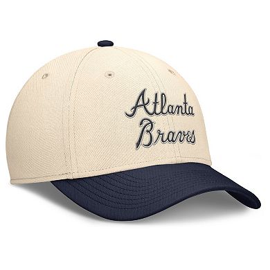 Men's Nike Natural/Navy Atlanta Braves Statement Rise Performance Flex Hat