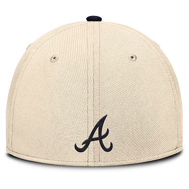 Men's Nike Natural/Navy Atlanta Braves Statement Rise Performance Flex Hat