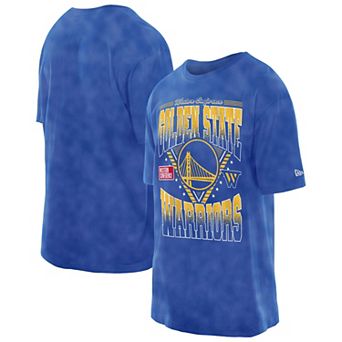 Men's New Era Royal Golden State Warriors Boxy Old School Sport Vintage Wash T-Shirt