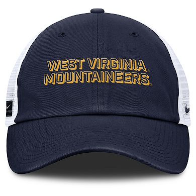 Men's Nike Navy West Virginia Mountaineers 2025 Gameday On-Field Club Adjustable Trucker Hat