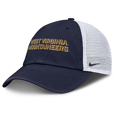 Men's Nike Navy West Virginia Mountaineers 2025 Gameday On-Field Club Adjustable Trucker Hat