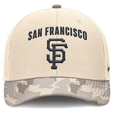 Men's Nike Natural San Francisco Giants Camo Natural Pack Rise Adjustable Trucker Hat