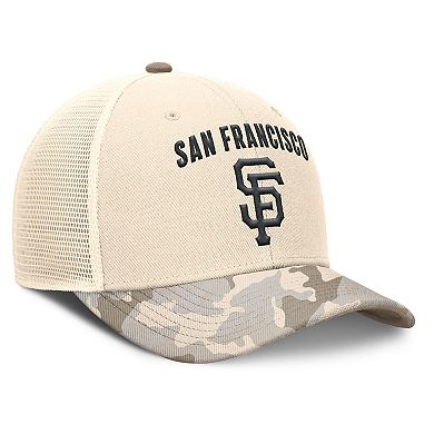 Men's Nike Natural San Francisco Giants Camo Natural Pack Rise Adjustable Trucker Hat