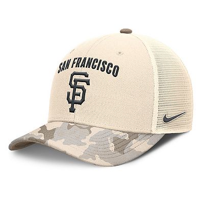 Men's Nike Natural San Francisco Giants Camo Natural Pack Rise Adjustable Trucker Hat