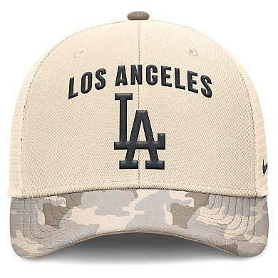 Men's Nike Natural Los Angeles Dodgers Camo Natural Pack Rise Adjustable Trucker Hat