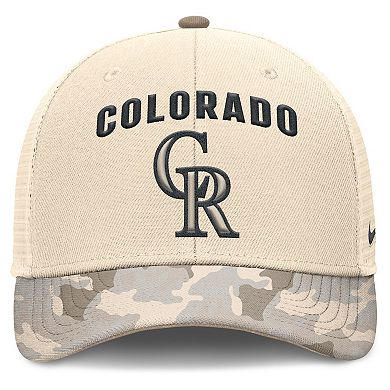 Men's Nike Natural Colorado Rockies Camo Natural Pack Rise Adjustable Trucker Hat