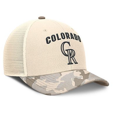 Men's Nike Natural Colorado Rockies Camo Natural Pack Rise Adjustable Trucker Hat