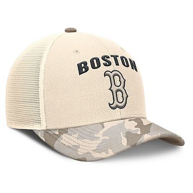 Men's Nike Natural Boston Red Sox Camo Natural Pack Rise Adjustable Trucker Hat