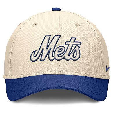 Men's Nike Natural/Royal New York Mets Statement Rise Performance Flex Hat