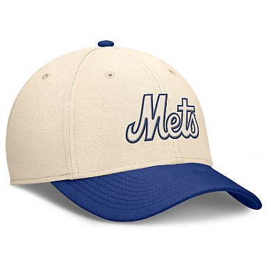 Men's Nike Natural/Royal New York Mets Statement Rise Performance Flex Hat