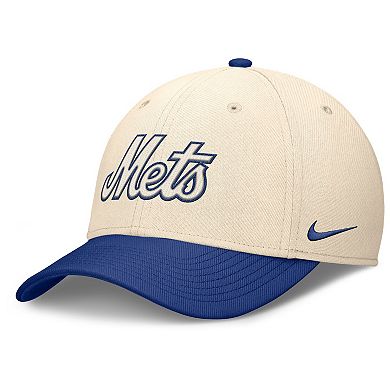 Men's Nike Natural/Royal New York Mets Statement Rise Performance Flex Hat