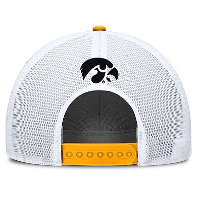 Men's Nike Gold/White Iowa Hawkeyes 2025 On-Field Rise Patch Trucker Adjustable Hat