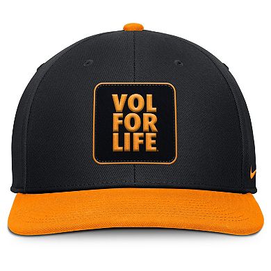 Men's Nike Black/Tennessee Orange Tennessee Volunteers 2025 Sideline Campus Pro Local Snapback Hat