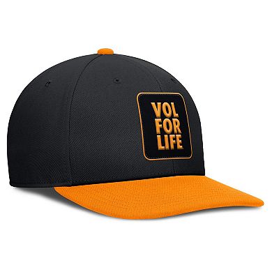 Men's Nike Black/Tennessee Orange Tennessee Volunteers 2025 Sideline Campus Pro Local Snapback Hat