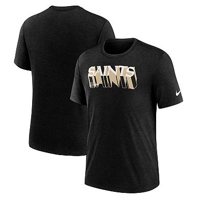 Men's Nike Heather Black New Orleans Saints Long Pass Tri-Blend T-Shirt