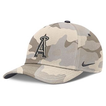 Men's Nike Natural Los Angeles Angels Camo Pack Rise Adjustable Hat