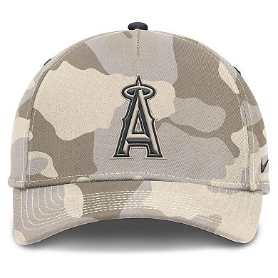 Men's Nike Natural Los Angeles Angels Camo Pack Rise Adjustable Hat