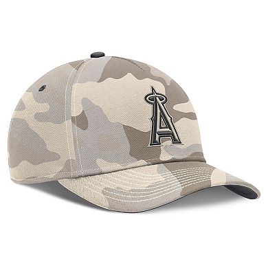 Men's Nike Natural Los Angeles Angels Camo Pack Rise Adjustable Hat