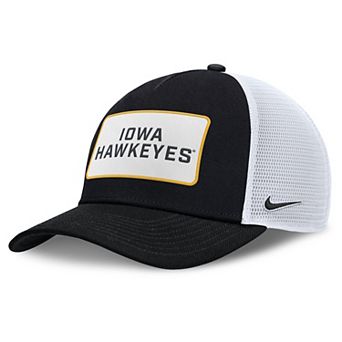 Men's Nike Black/White Iowa Hawkeyes 2025 On-Field Rise Patch Trucker Adjustable Hat