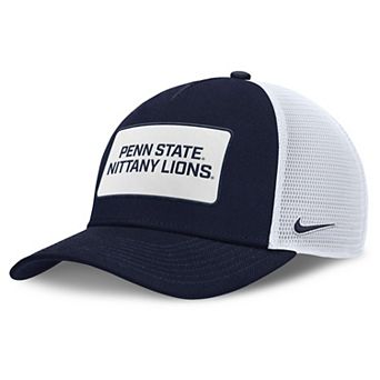Men's Nike Navy/White Penn State Nittany Lions 2025 On-Field Rise Patch Trucker Adjustable Hat